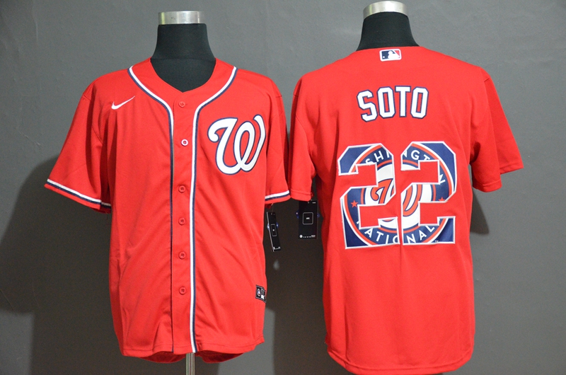 2020 Men Washington Nationals #22 Soto red Game MLB Jerseys->washington nationals->MLB Jersey